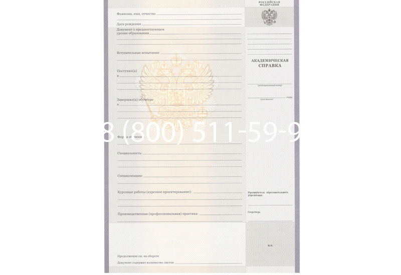 Купить Академическая справка образца 2010-2011 год для колледжа в Новочеркасске
